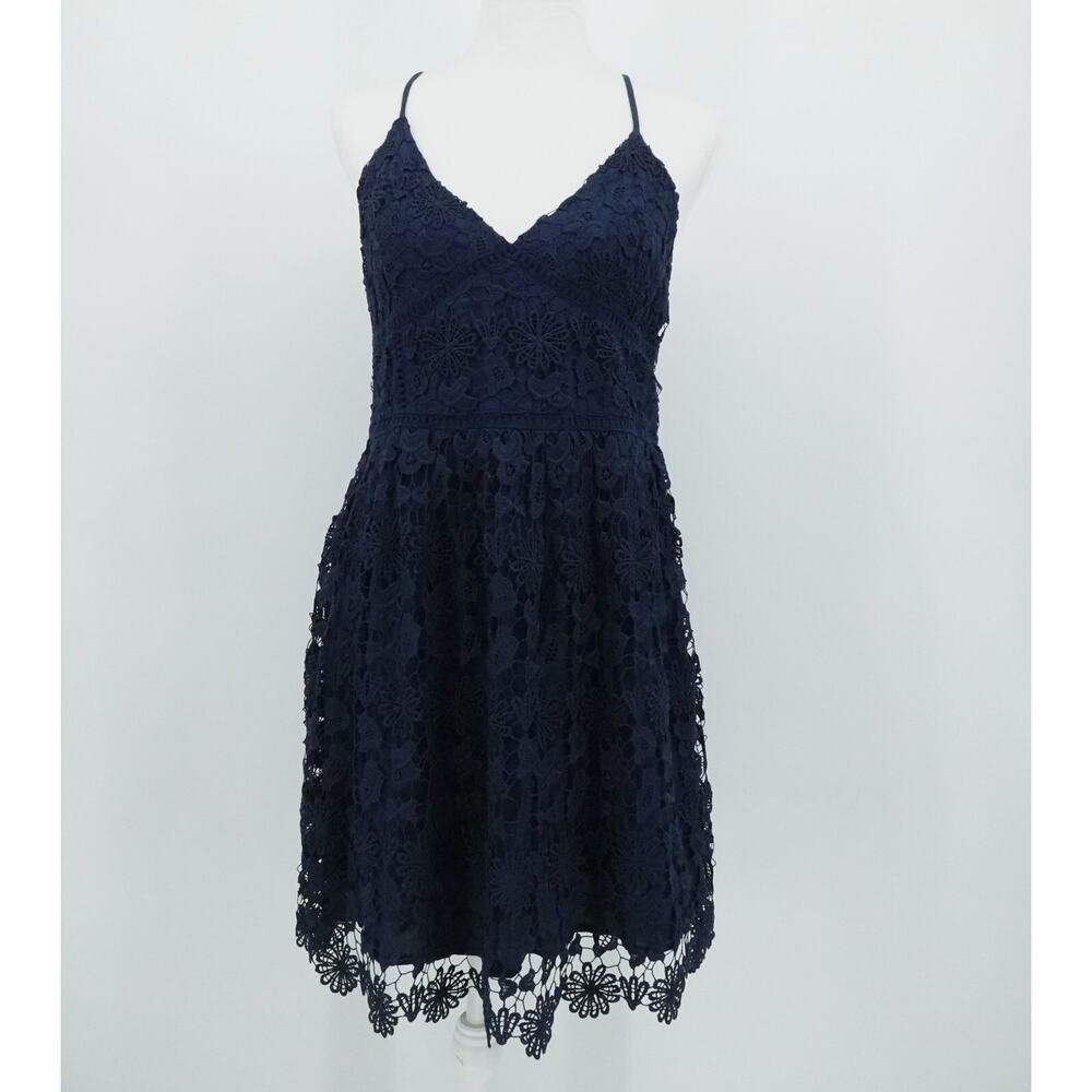 Hollister Navy Lace Midi Dress At Knee Length Excellent Condition large